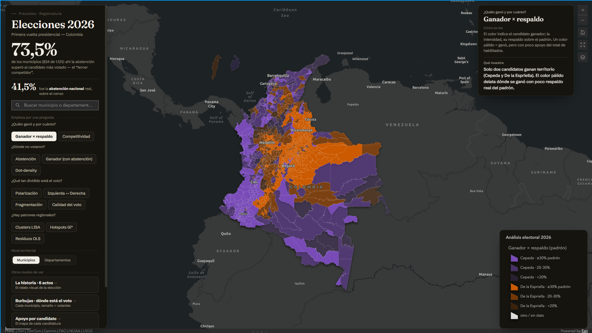 El mismo dato a escala municipal: 1.121 piezas donde afloran los contrastes internos.