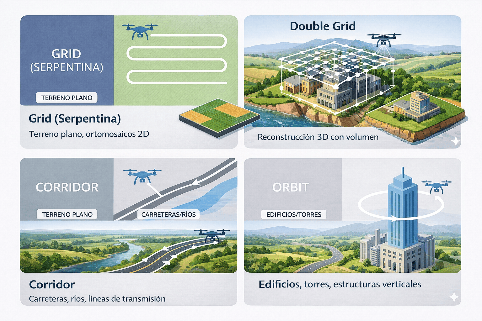 Patrones de vuelo disponibles en GeoFlight Planner